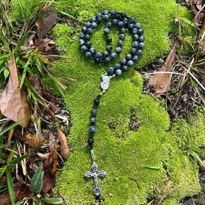 Handmade Rosary with genuine Labradorite and blue tiger eye beads.